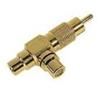 Sdoppiatore a T, PcAudio ADA777 da 2 RCA femmina a 1 RCA maschio dorato.
